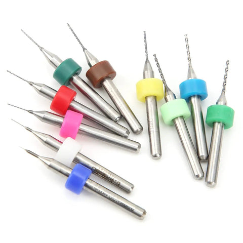 PCB Drill Bit Set For Circuit Boards, Pro Grade Tungsten Steel Micro Twist Bits Kit, 0.1mm To 1.0mm, colorful rings, 10 pcs