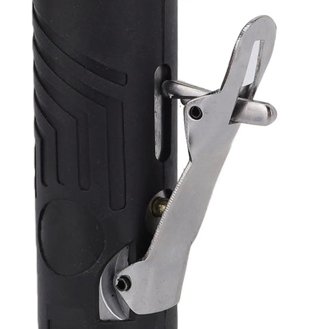 Close-up of the textured non-slip grip and metal lever of the 90 Degree Right Angle Pneumatic Air Die Grinder.