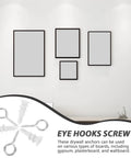 Self Drilling Drywall Anchors And Screws Kit, 20 Sets, displayed with picture frames for hanging on plasterboard gypsum.