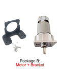 Heavy Lifter 775 Dc Gear Motor Delivering Eighty Kilograms Of Pull And Smooth Five To Five Hundred Rpm Thirty Five Watt Mini Reducer with bracket.