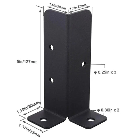 Four Pack Adjustable Deck Post Anchor Brackets Fits 1.5x1.5, 2x2, 2x4, 4x4 Posts, Heavy Duty Reversible Wood Fence Post Bases Kit