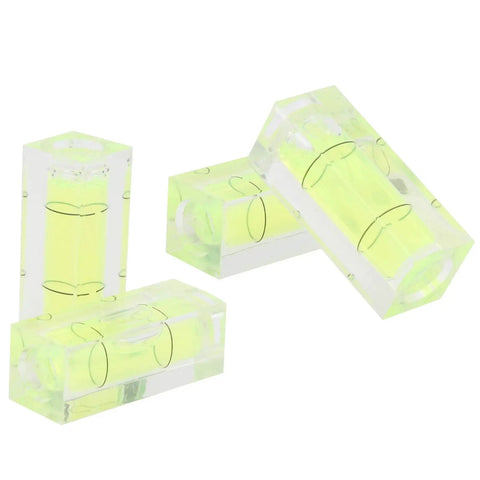 Small Spirit Level Square Bubble Level High Optical Transparency Material in multiple angles showing precise level measurement.