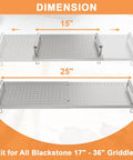 Dimensions diagram of Adjustable Griddle Warming And Cooling Rack For 17 22 28 36 Inch Griddles Universal Stainless Steel Warming Tray Grill Shelf Warmer Compatible With Weber Char Broil Nexgrill And Most Tabletop Griddles showing 15 and 25 inches