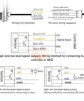 Float Switch Flowmeter With NPN Output For Liquid Level Sensing And Monitoring, wiring diagram with brown, yellow, blue and black leads