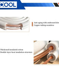 ICOOL 50 ft mini split line set with copper tubes inside thick white insulation; close-up view