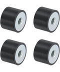 4 Piece Rubber Vibration Isolator Mounts with M6 Female Thread 20 by 15Mm Flat Silent Block Shock Absorber Pads displayed in a pack.