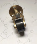 Built Ridiculous Solid Brass Casters, 1 Inch Swivel Wheel Casters With Heavy Duty Screw Stem, Nailed It Setup Rolling Hardware For Couches And Cabinets, 4 Pack close up of brass caster with black wheel.