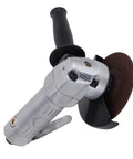 Kickass Pneumatic Angle Grinder With Hella Smooth Variable Speed Trigger And Trade Ready Build For Lightning Fast Grinding And Precision Cutting On Job Sites Or Garage Workbench Setups Daily, featuring a metal build and 100mm pad.