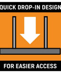 Illustration showing quick drop-in design for Adjustable Plier Rack Tool Organizer With 12 Customizable Compartments For Easy Vertical Pliers Storage