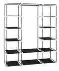 69 Inch Portable Clothes Closet With Industrial Strength Steel Frame And Thick Nonwoven Fabric Cover Quick No Sweat Setup Hella Roomy Multi Shelf Wardrobe Storage Organizer For Shoes And Hanging Apparel Black with multiple shelves.