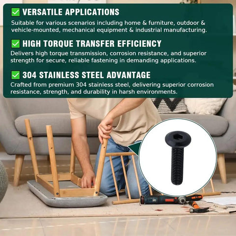 10 Sets Top Shelf M6 75mm Black Coated Flat Head Socket Cap Screws With Binding Nuts And 4mm Hex Wrench in DIY furniture assembly.