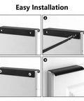 Installation steps for Six Pack Modern Style Finger Edge Drawer Pulls 300mm Aluminum Cabinet Handles with screws, black finish shown.