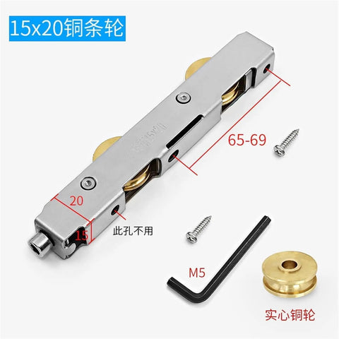 Premium Stainless Steel Sliding Door Rollers With Double Copper Wheels Slick Glide Window Pulley Heavy Duty Hardware for glass doors and drawers, showing detailed parts.