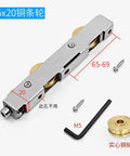 Heavy Duty Stainless Steel Sliding Door Rollers And Window Pulley System Featuring Double Copper Wheels That Run Real Smooth For Bathroom Showers Or Furniture Fixes With Zero Headaches, showing the stainless frame and copper rollers.