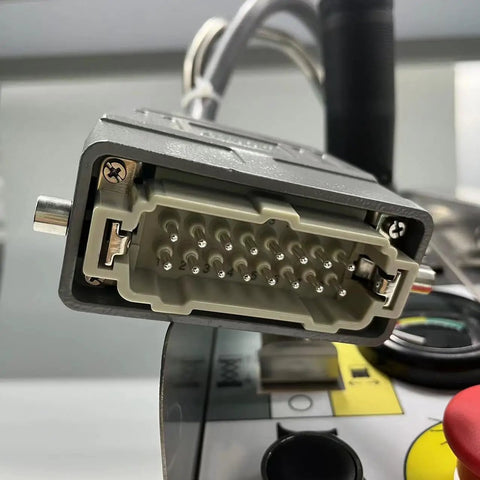 Top Shelf Heavy Duty Upper Control Box Replacement Designed To Fit Skyjack Scissor Lifts Like A Glove For Models 3215 3219 3220 3226 4620 4632 4830 Part Numbers 156879 156991 connector close-up view with pins
