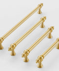 Killer Solid Brass Cabinet Pull 266mm Double Hole Style With Bombproof Gold Plating for wardrobes and drawers, set of four pulls.