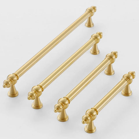 Killer Solid Brass Cabinet Pull 266mm Double Hole Style With Bombproof Gold Plating for wardrobes and drawers, set of four pulls.