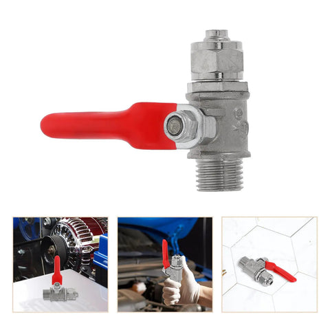 Heavy Duty Copper Quick Snap Ball Valve Two Pack With Rock Solid Handle Quarter Inch Male Thread Leakproof Water Pipe Shut Off Fitting Built Tough For Easy Plug And Play Fixes, showcasing a valve with red handle.