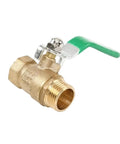 Heavy Duty Half Inch Brass Ball Valve With Smooth Pull Lever Handle Male To Female Plumbing Fitting For Copper Pipe No Sweat Setup Built Tough Shop Ready at angle showing green lever.