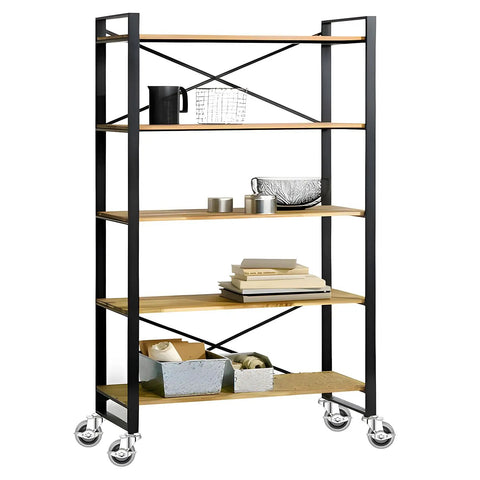 Heavy Duty 4 Inch Stem Casters With Side Brake And 360 Degree Swivel Featuring Dead Silent TPR Wheels For Slick Rolling Smooth Maneuverability And No Sweat Setup Pack Of 4 on a wood and metal shelf.