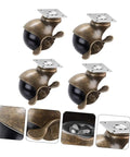 Built Different Vintage Brass Plate Casters For Furniture With Locking Brakes Swivel Rollers Four Pack in close-up view.