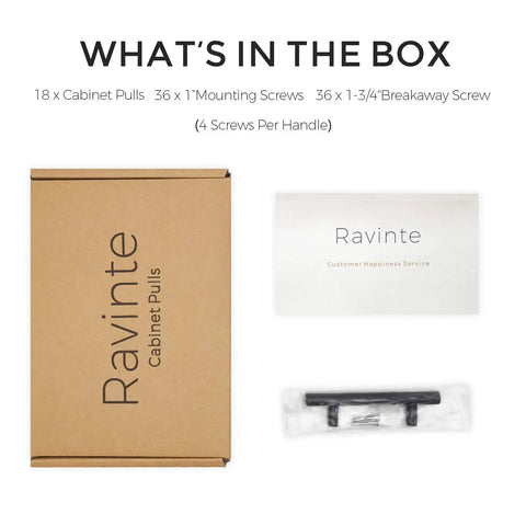 Slick Matte Black Cabinet Handles And Drawer Pulls With Three Inch Centers And Five Inch Overall Length In An Eighteen Pack contents with screws.