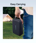 Heavy Duty Hard Eva Case With Removable Soft Foam For Kickass Shockproof Camera And Drone Storage Featuring Crush Resistant Oxford Exterior And Road Ready Travel Shield being carried by a person.