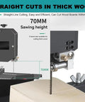 Powerhouse 800W Pure Copper Benchtop Bandsaw For Wood And Acrylic 70mm Cut Height displayed on diagram