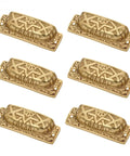 Rock Solid Cast Brass Azteca Cabinet Cup Pulls With Tough Scratch Resistant Finish Durable Vintage Kitchen Drawer Hardware Pack Of Six.