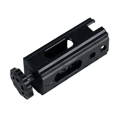 No Sweat X Axis Tensioner For 2020 Aluminum Profiles With Smooth Timing Belt Aligner and Straightening Adjuster, black metal component.