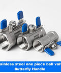 Tough As Nails SS304 Threaded Ball Valve With Npt Female Threads Designed For Effortless Water Oil And Gas Line Control Built From One Piece Forged Steel To Guarantee Zero Leak Performance Every Single Time You Operate The Handle, showcasing various sizes with blue butterfly handles.