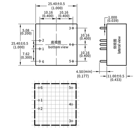 Schematic diagram of Rock Solid DCDC Switching Power Supply Module With Easy Hook Up Isolated Design At Five Watts 15 Volts 333 Milliamps.