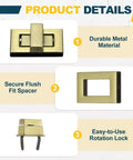 Light Gold Rectangular Twist Lock 2 Pack Purse Closure Hardware Secure Turn Clasp For DIY Handbag And Crossbody Bags product details image