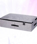 Built Tough Foldable Storage Tubs With Slick Glide Bottom For Easy Tucking Under Beds And Closets perfect for cozy blankets in gray cotton linen.