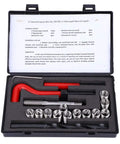 M12x1.5 Thread Insert Repair Kit 17 Piece Set For Heavy Duty Internal Threads In Aluminum And Metal, Female Inserts