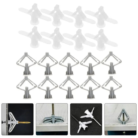 1 Set Wall Anchor Assortment For Drywall Self Drilling Butterfly Expansion Plugs ABS Nylon Heavy Duty Fastening Kit