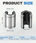 LM12UUOP Open Type Linear Ball Bearings 12mm Bore 21mm OD 2 Pack side view showing dimensions and design for CNC machines.