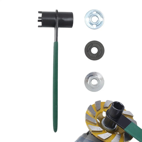 No Sweat Dual Tip Angle Grinder Wrench With Anti Slip Handle, Chromium Vanadium Steel, four claw hex socket and accessories.