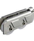 Heavy Duty Stainless Steel Double Wheel Cupboard Door Rollers For Smooth Glide Sliding Cabinet Tracks And No Sweat Furniture Hardware Swaps In Two Piece Lot, close-up view.