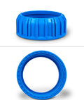10 Inch Whole House Water Filter System With Hella Durable Thick Walled Transparent Housing And Classy Three Quarter Inch Brass Fittings Paired With Four Sick 5 Micron Pleated Sediment Cartridges blue plastic fitting top and side view