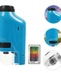 High Definition Handheld Microscope For Students Pocket Sized Biology Lab Accessory shown with slides