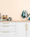 Modern kitchen countertop with Square Brushed Gold Cabinet Pulls 8 Inch Rock Solid Stainless Steel Drawer Knobs.