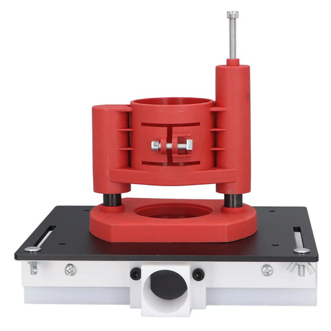 Heavy Duty Router Table Insert Kit With Precision Adjustable Lift System And Reinforced Base Plate For Woodworking Bench Upgrade built tough with a black and red design.