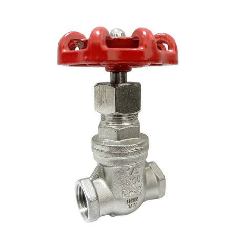 Two Pack Heavy Duty Gate Valve One Half Inch NPT Stainless Steel Female To Female Thread Rotary Valve with Hand Wheel