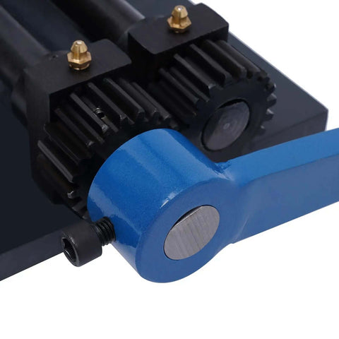 Close-up of gear assembly on Pro Grade 12 Inch Gear Driven Sheet Metal Bead Roller Machine with Six Die Set 1.2mm Capacity