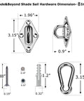Heavy Duty Shade Sail Hardware Kit For Rectangle And Square Sails, 5 Foot Installation, Marine Grade 304 Stainless Steel components