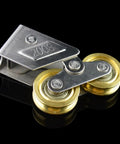 Heavy Duty Stainless Steel Sliding Door Track Rollers Paired With Twin Wheel Pulleys, detailed close-up of dual wheel design.