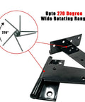 Heavy Duty T Hinge T Strap Gate Barn Fence Door Rustproof Black Metal Hinges With Counterbore M4 Screws 4 Pack 6 Inch showing 270 degree rotating range.