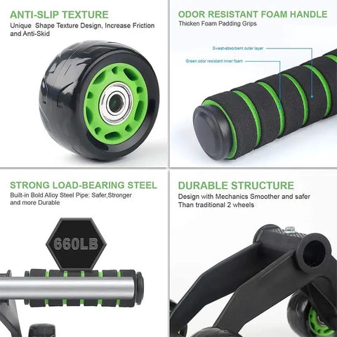 Grab This Dope All-Inclusive Home Gym Bundle With Ab Wheel Rollers Resistance Bands Heavy Duty Jump Rope And Anti Slip Foam Handle Push Up Bars For Killer Core Workouts And Total Body Muscle Sculpting Gym Grade Equipment That Saves You Cash featuring anti-slip wheels and foam handles.