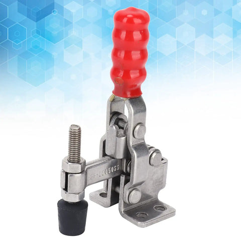Heavy-Duty Stainless Steel Horizontal Toggle Clamp With 220.5 Pounds Holding Capacity, Quick Clamp For Metalworking, Welding, Molds, Circuit Boards, Electronic Equipment Installations And Workshop Projects, red handle